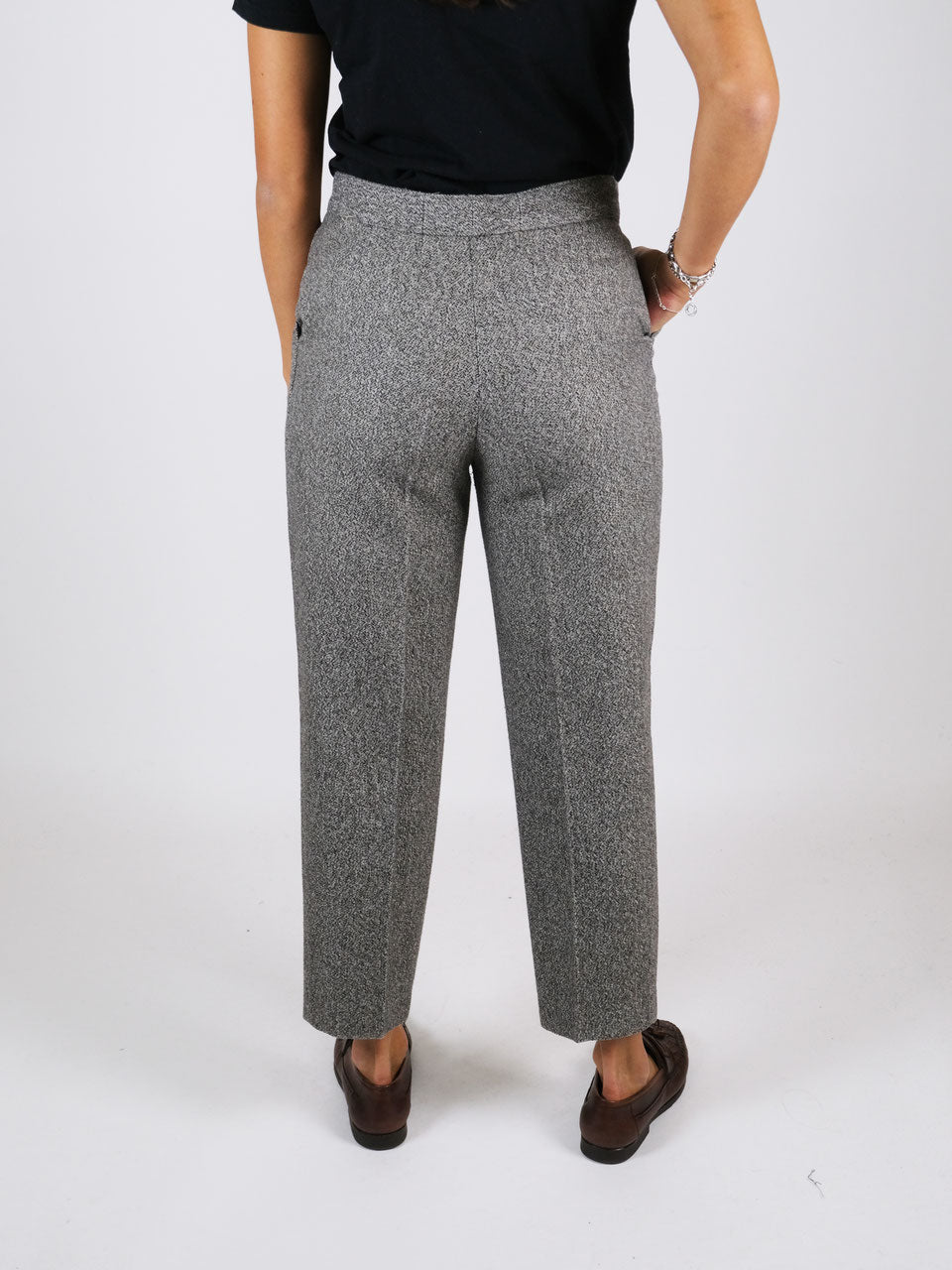 Gray mottled wool blend trousers
