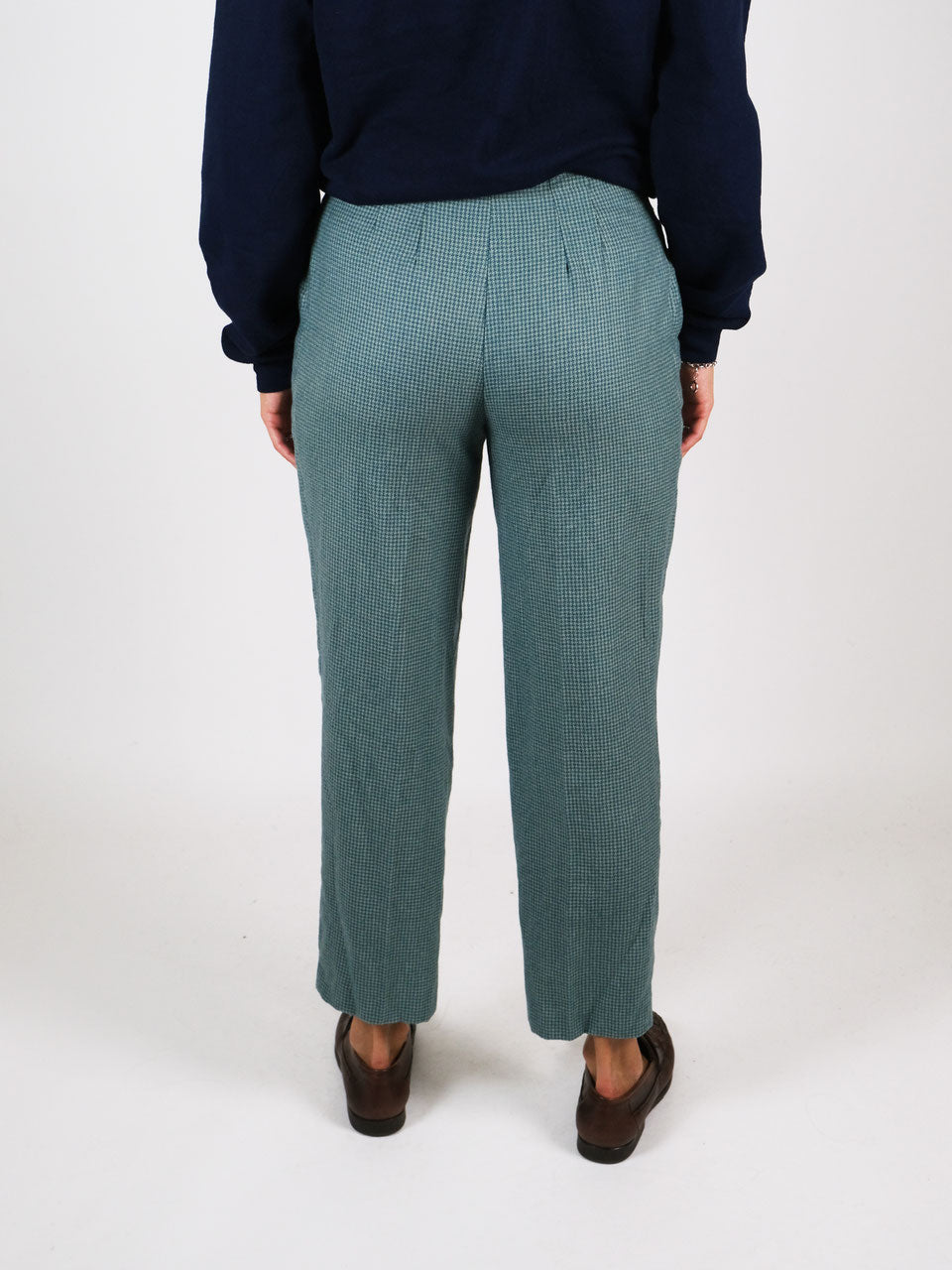 Houndstooth green wool trousers