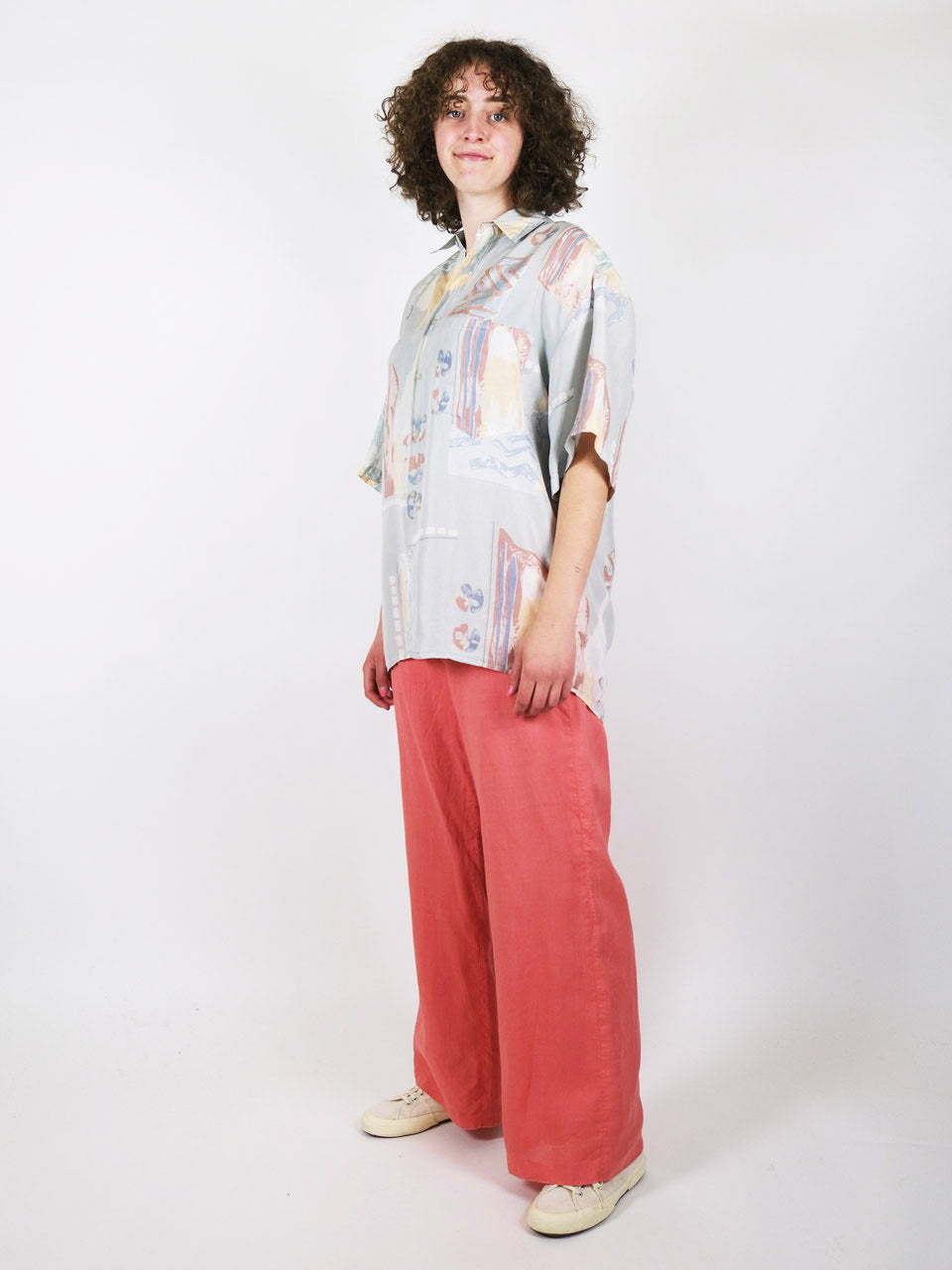 Linen trousers coral