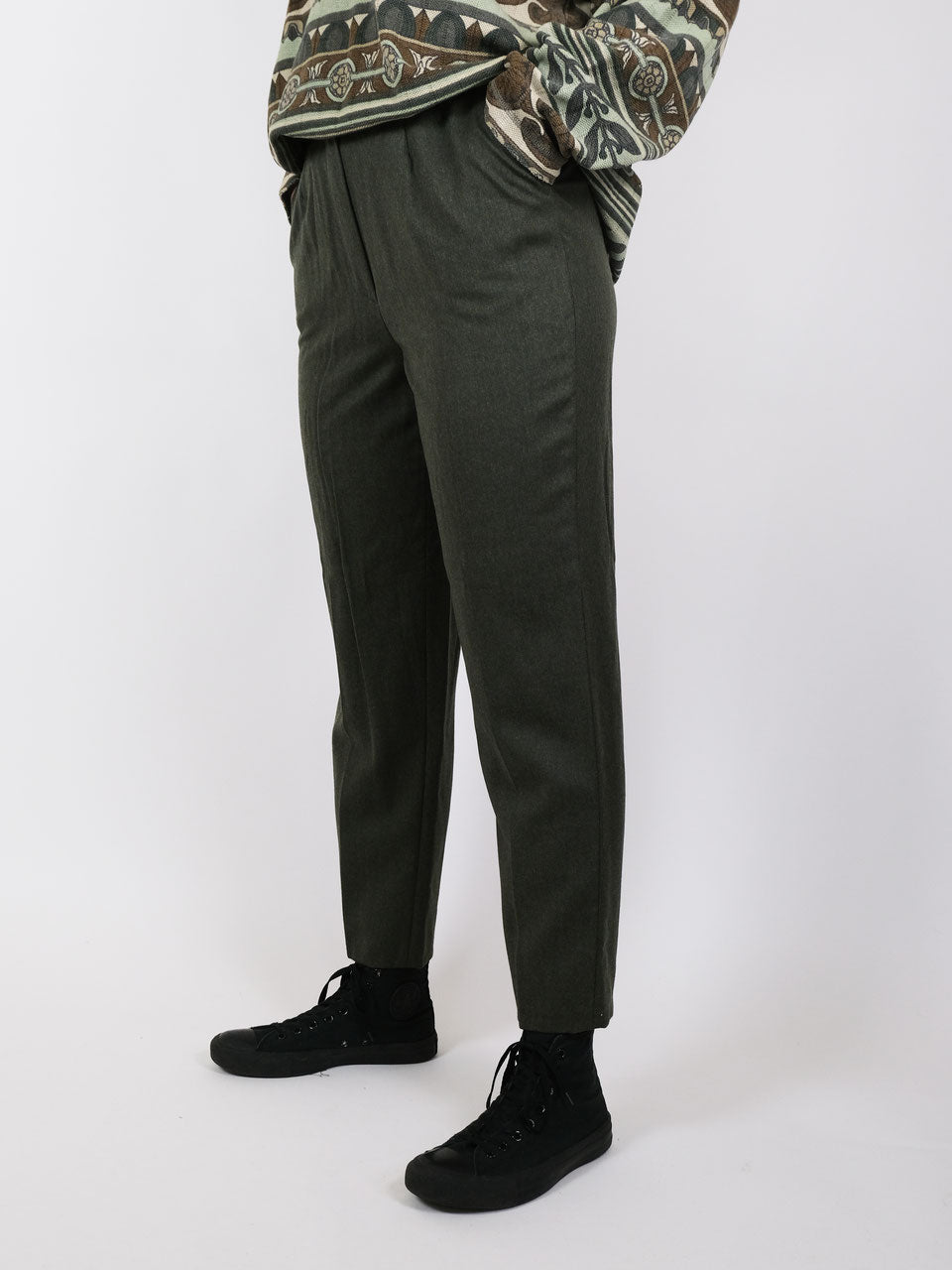 Gray-green wool trousers