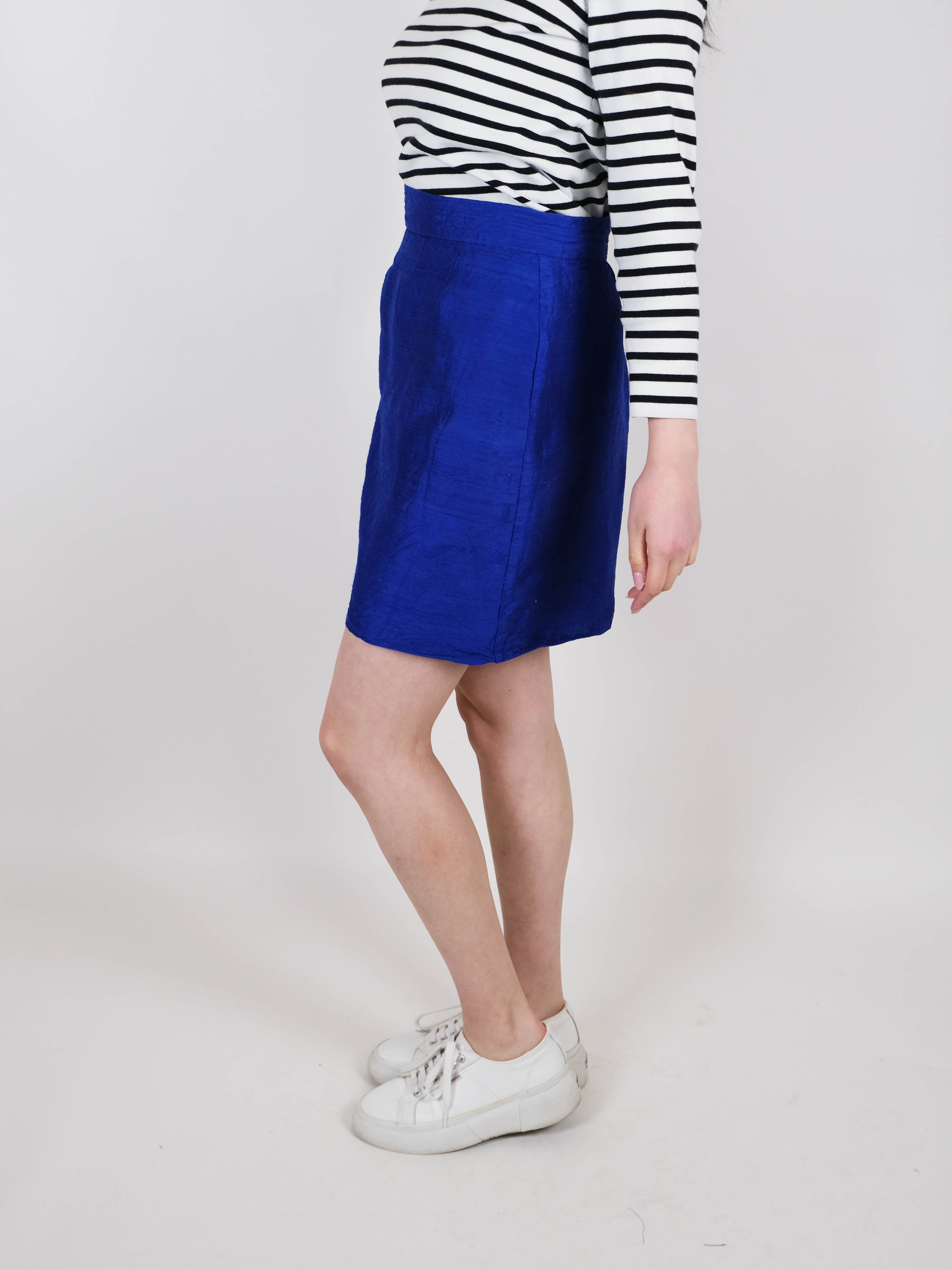 Blue silk skirt
