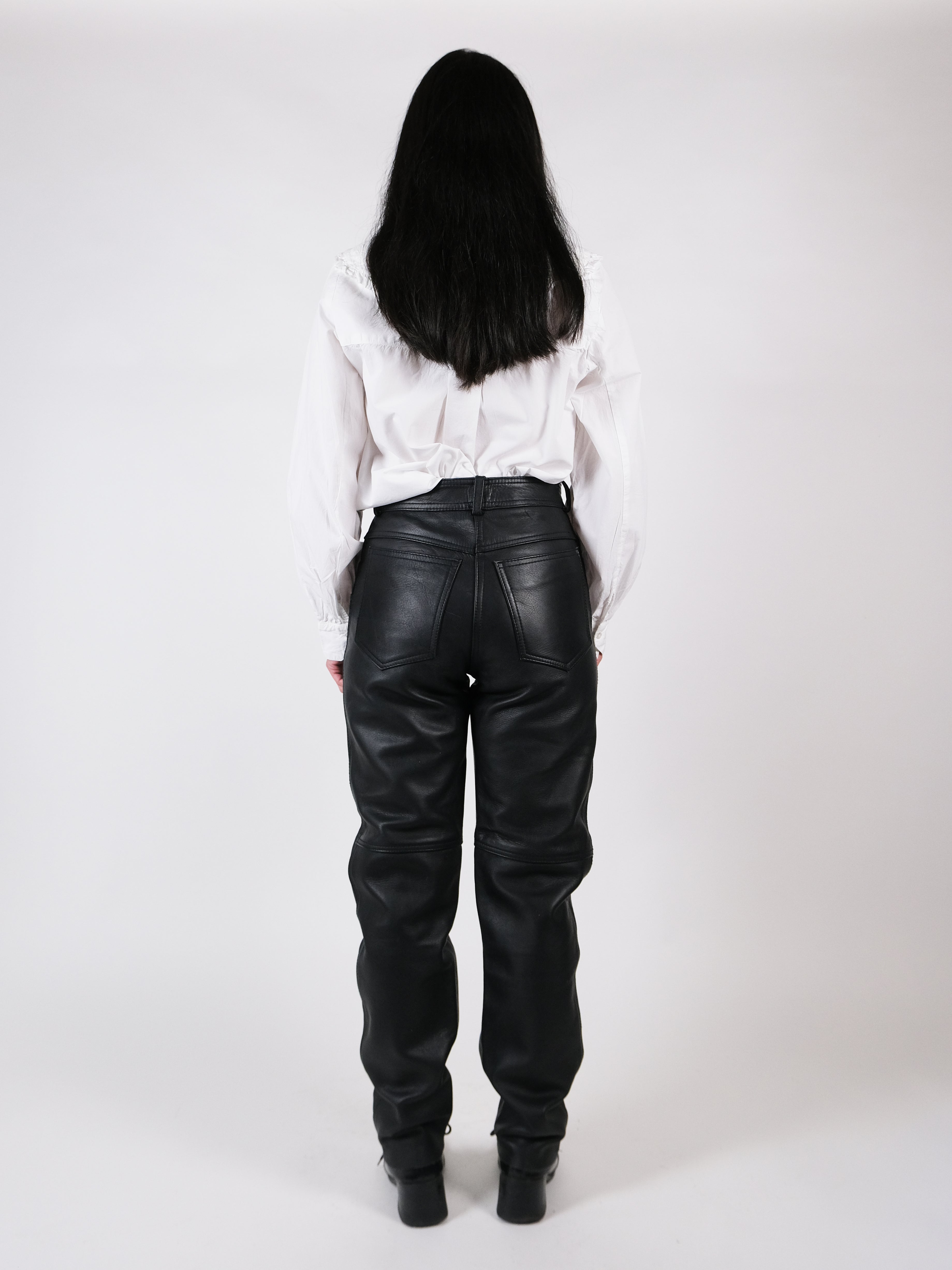 Black highrise leather trousers
