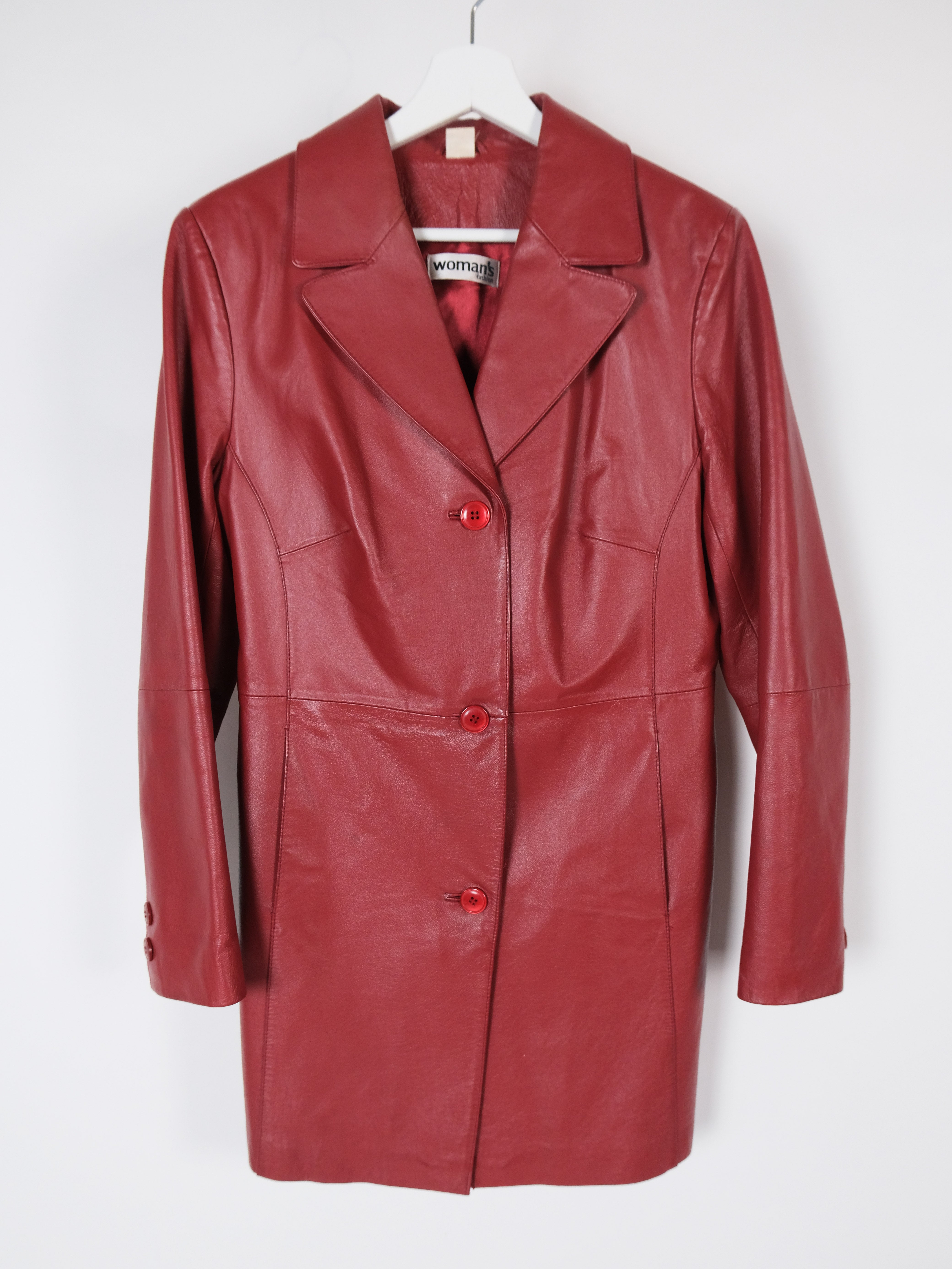 Leather coat red blazer