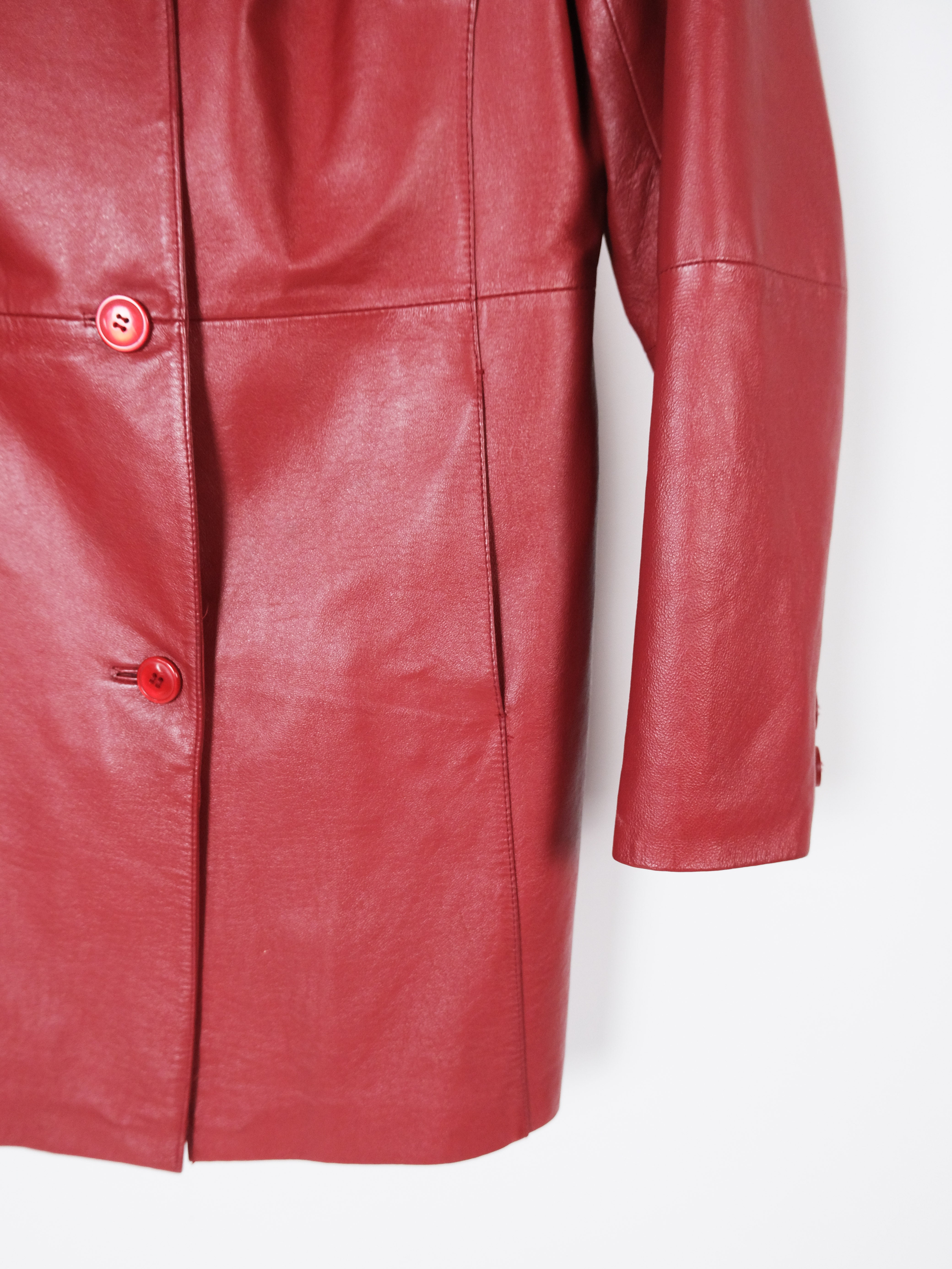 Leather coat red blazer