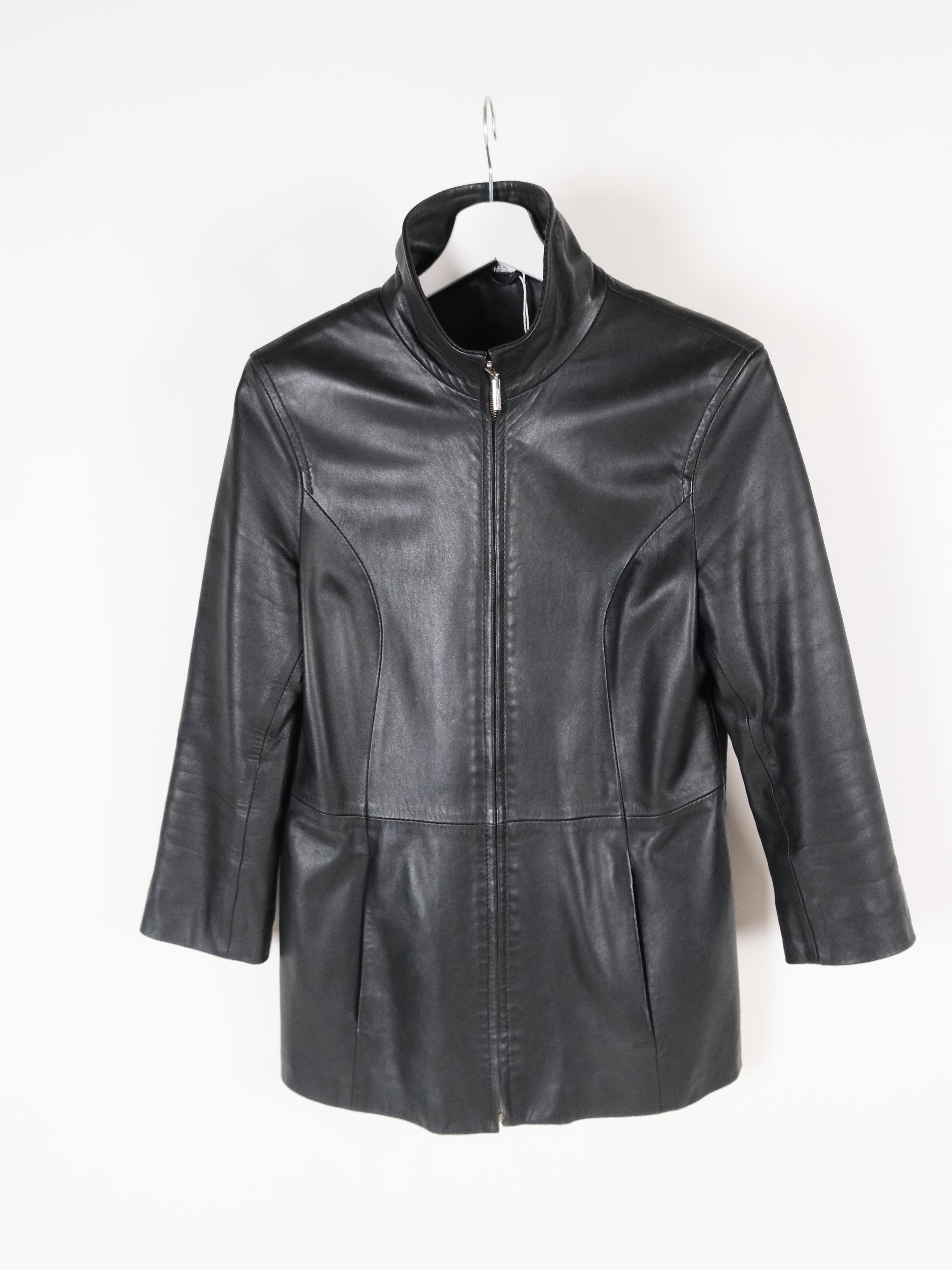 Carlo Colucci Leder Jacke schwarz