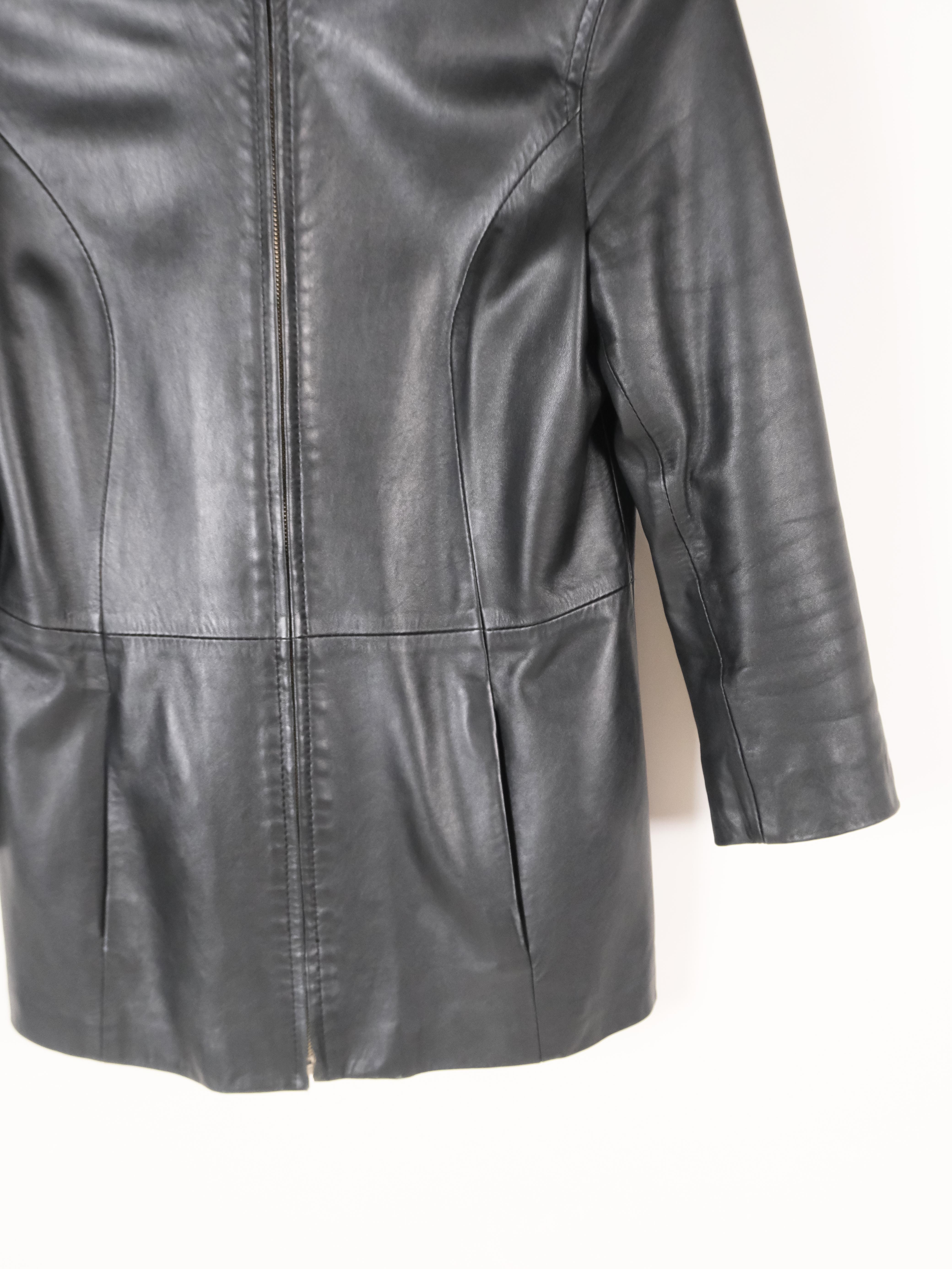 Carlo Colucci Leder Jacke schwarz