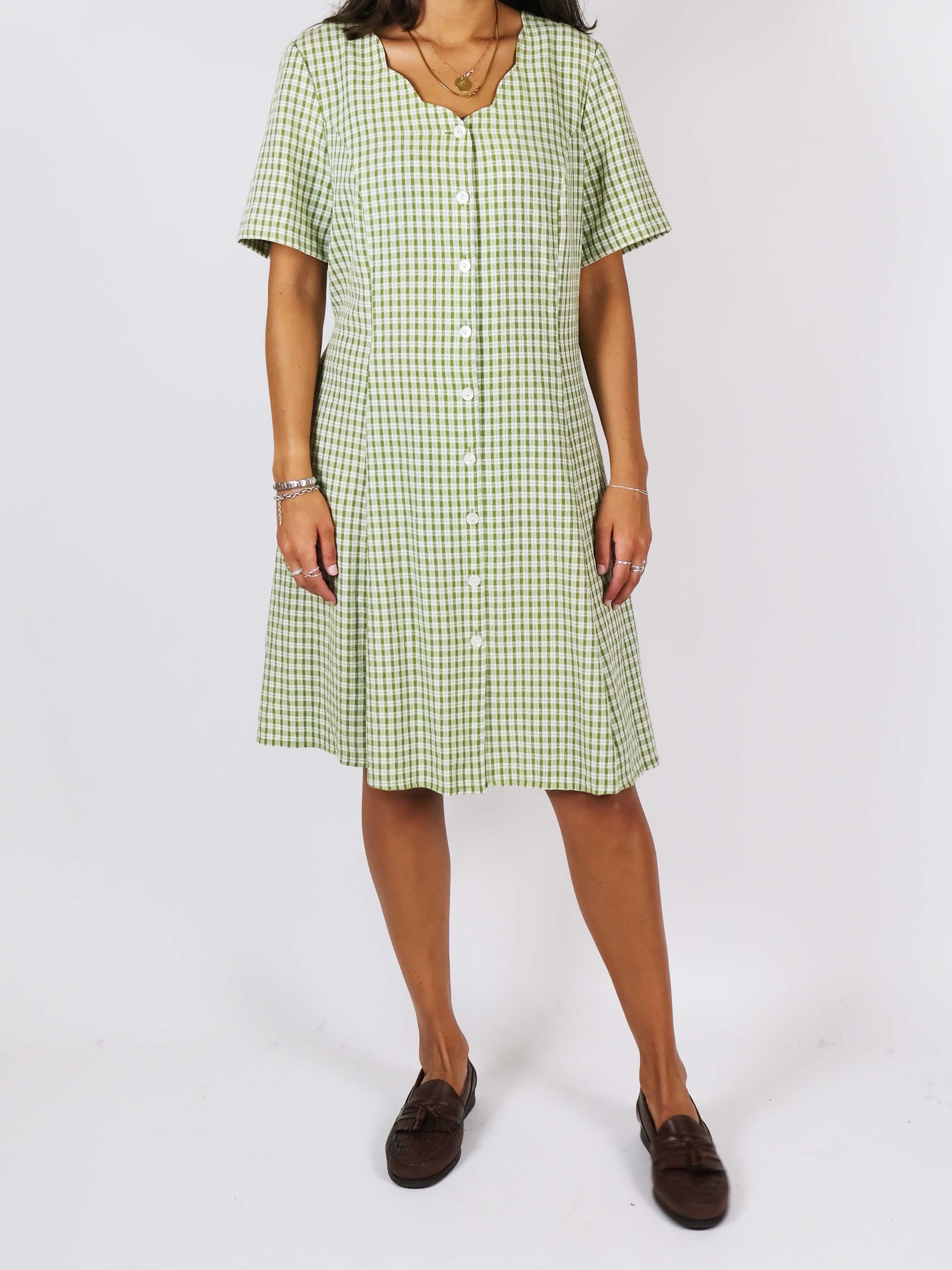 Green checked dress